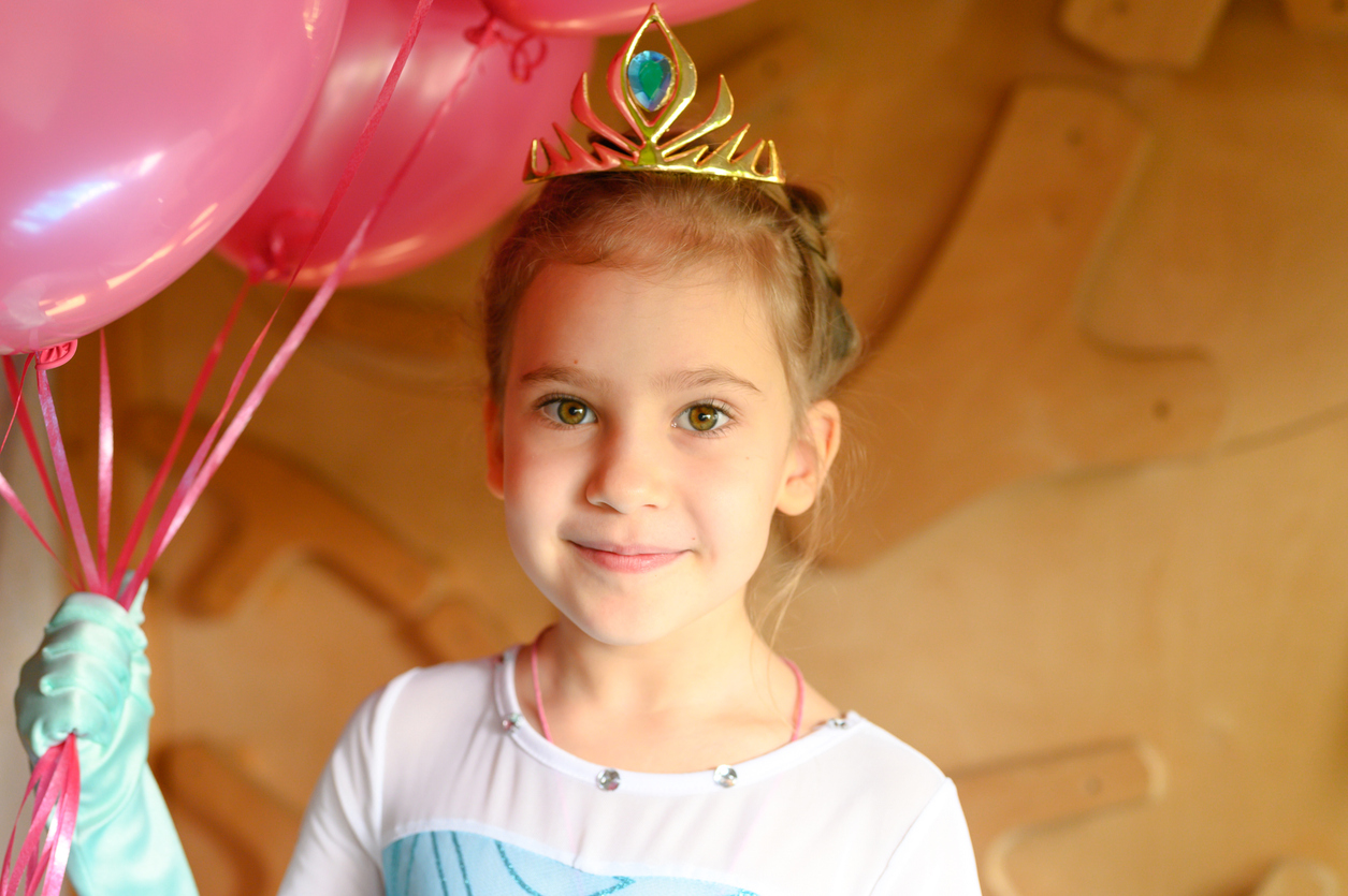 young girl with a princess crown and dressed as Elsa at LA Dance summer camp